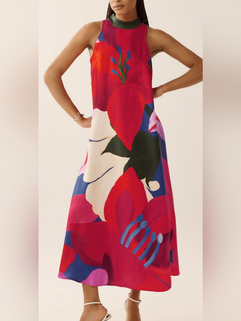 Farm Rio for Anthropologie red floral maxi